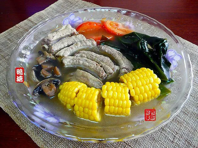 spare rib with kelp, corn, tomato-2|steven z.y.さん