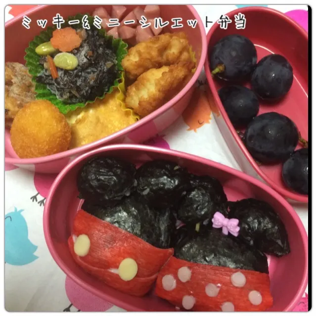 ミッキー&ミニーシルエット弁当|こむぎさん