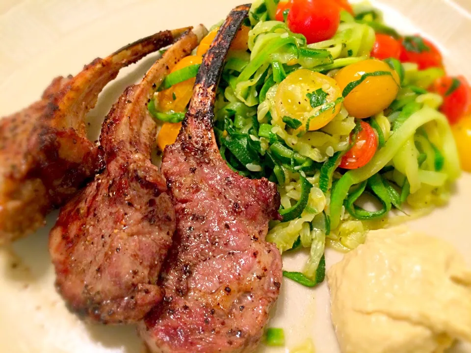 Lamb chop with Zucchini spaghetti|Nanaさん