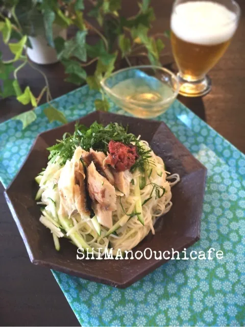 『夏休みのお昼ごはんに素麺アレンジ♪塩鯖と練り梅のさっぱりかけ素麺＆自家製白だし』 #SHIMAのオウチカフェ|SHIMAさん