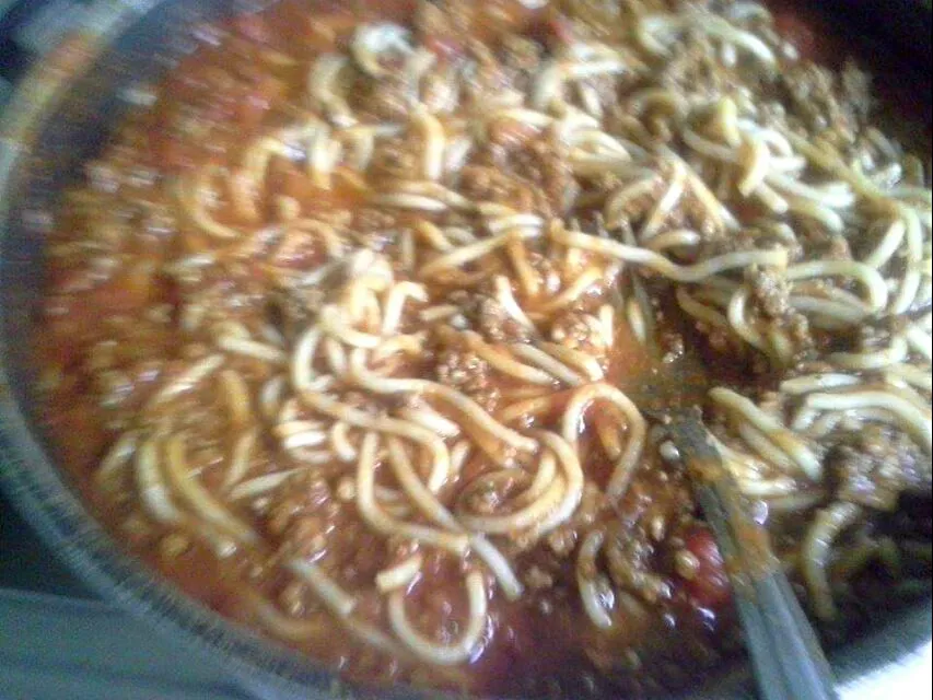 Spaghetti W/ Ground Beef ,Chopped  Bell Pepper, Onion All My Special Herbs And Spices With Homemade  Tomatoe Sauce|Sheila Harrisさん