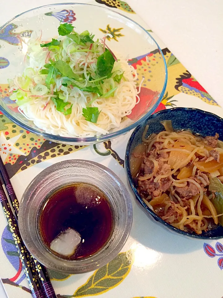 ランチ！薬味たっぷり素麺|クリスマスローズさん