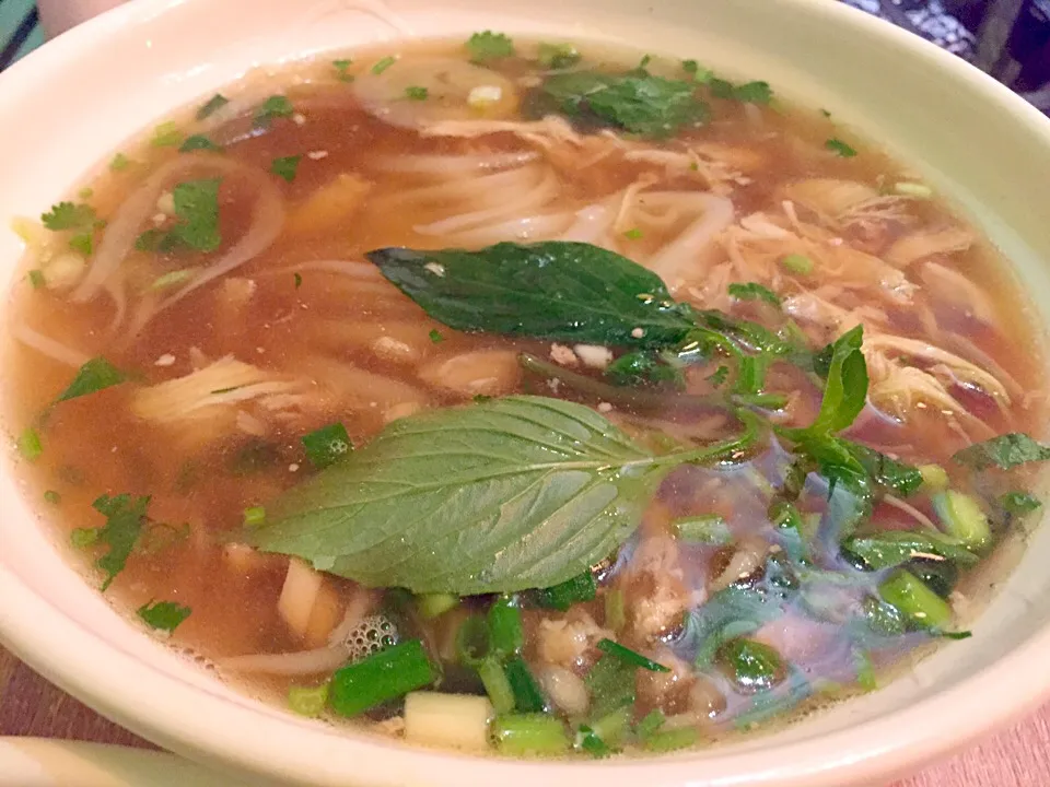 Shredded chicken noodles in soup|Sky Blueさん