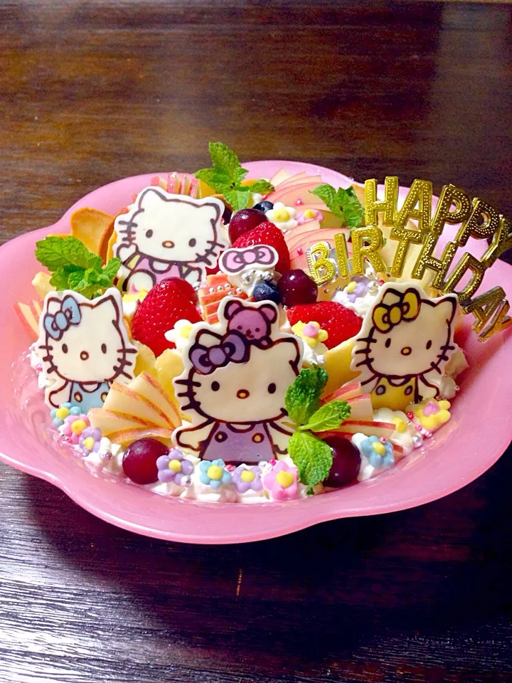 アイスケーキ   四姉妹のおねえちゃん７歳のお誕生日です❤️|富士子🍒🐰🍓さん