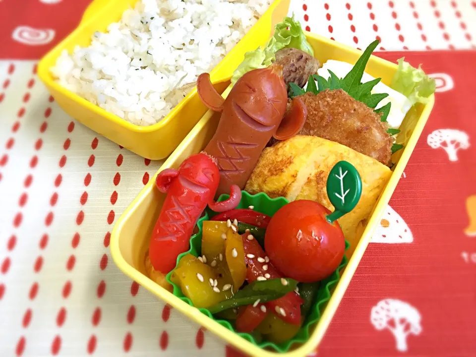 Snapdishの料理写真:8/4 弁当男子！長男学童弁当☆|うっちーさん