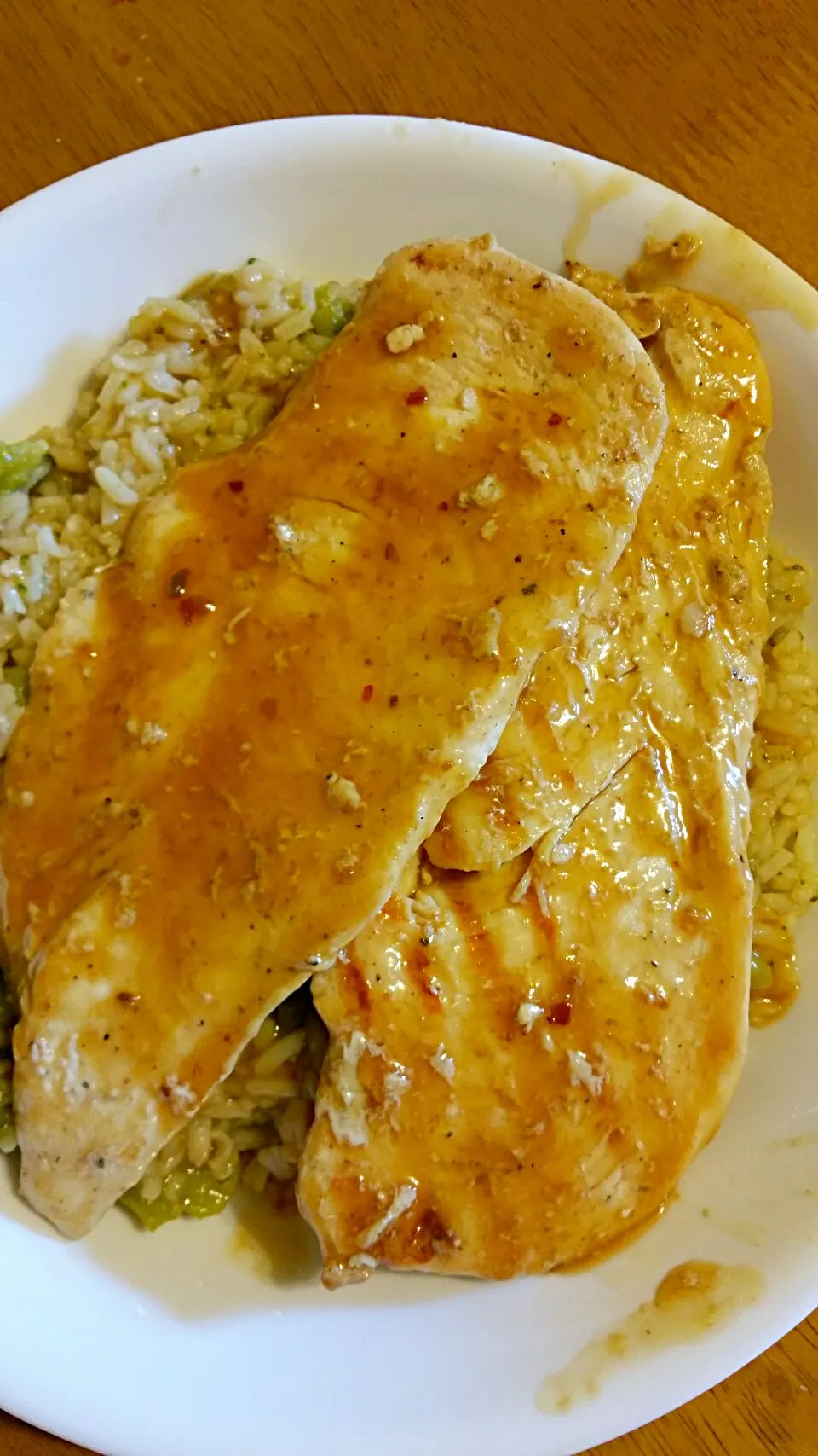 teriyaki chicken over teriyaki rice and broccoli|mさん