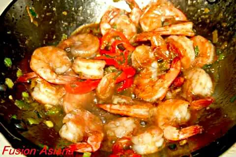 Grilled Shrimp W/ Soy Sauce And Chives  Ready To Be Placed In My Vegetable Stir Fry|Sheila Harrisさん