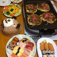 Snapdishの料理写真:お好み焼きパーティー♪♪|mirumirunさん