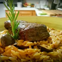 chantrelle and shitake mushroom risotto with smoked short rib|Elisha Andersonさん