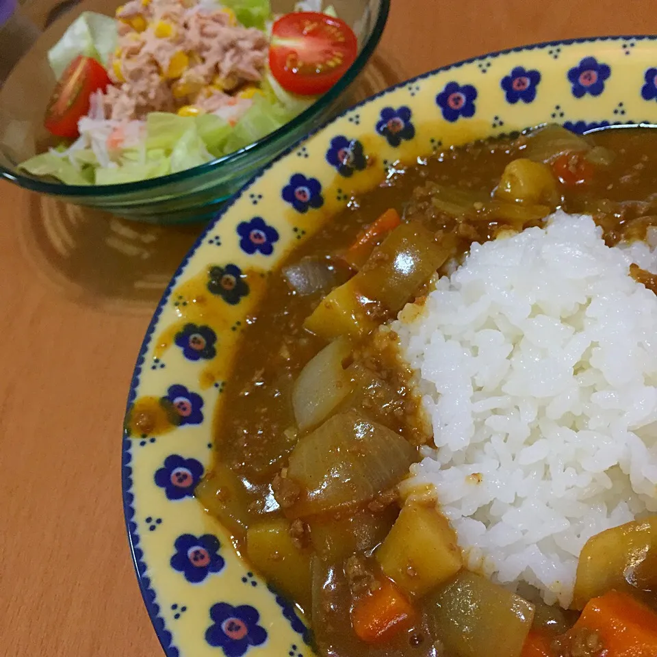 ひき肉カレー＆サラダ|りーさん