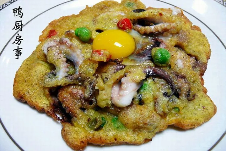 章鱼绿豆粉煎饼。。。mungbean pancake with baby octopus|steven z.y.さん