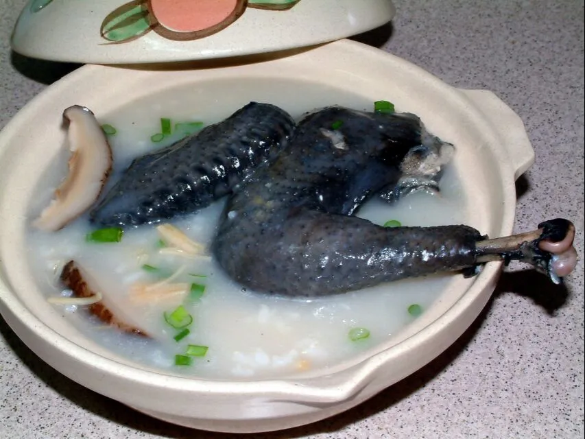 竹丝鸡粥。。。black chicken congee|steven z.y.さん