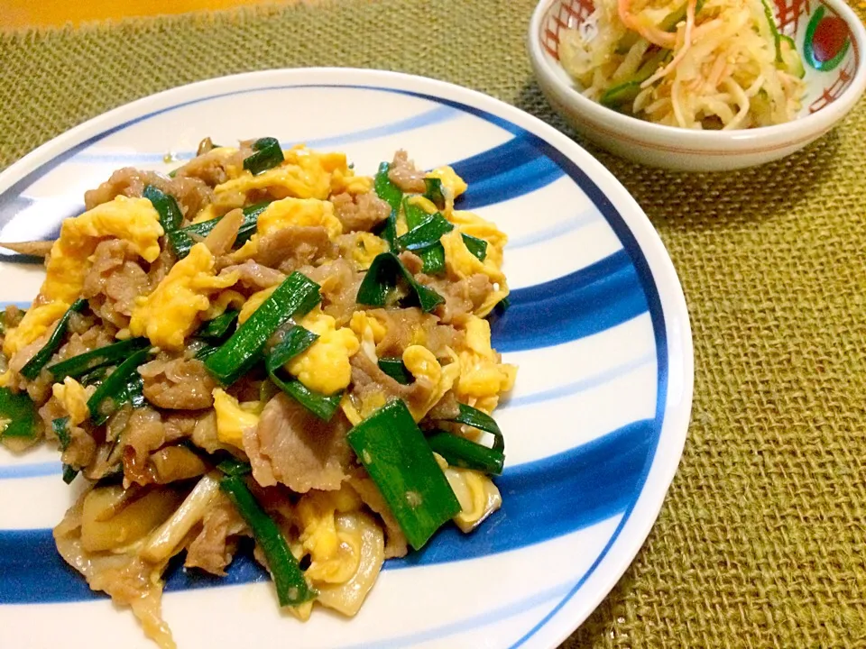 あゆ♡さんの料理 ご飯が進む～豚ニラ玉♪と切り干し大根ときゅうりの和え物😊|みきおさん