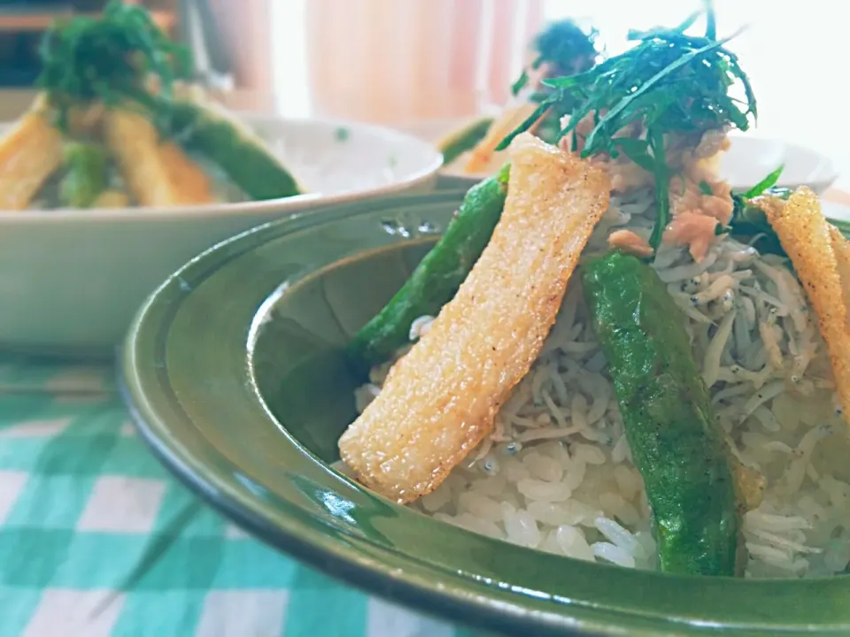 夏休みのお昼ごはん*
　　～釜揚げしらすとイロイロ丼～|ことり*さん