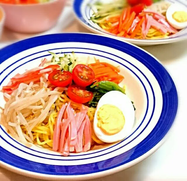 夏休みの宿題(家庭科)で 冷しラーメン|うさかめさん