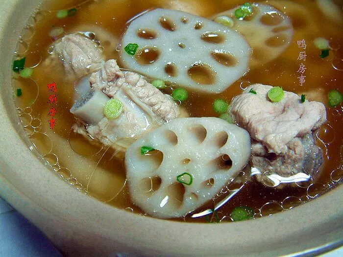 Snapdishの料理写真:莲藕排骨汤。。。pork ribs and lotus root soup 2|steven z.y.さん