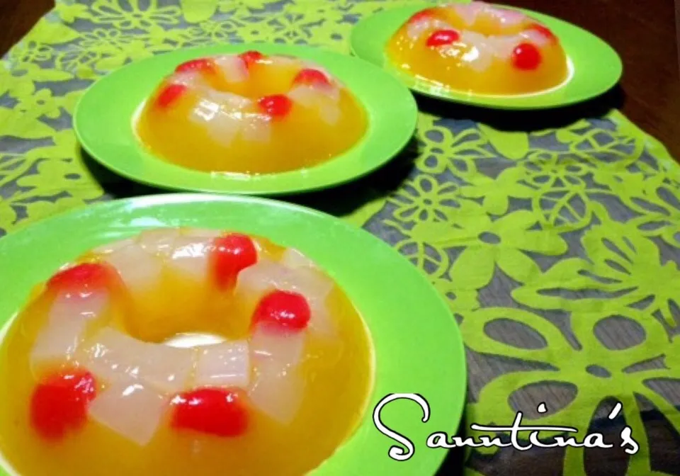 ✨MANGO JELLY...チェリー&ナタデココ入りのマンゴージェリー😋今日のデザートです^_^✨|🌺Sanntina🌺さん