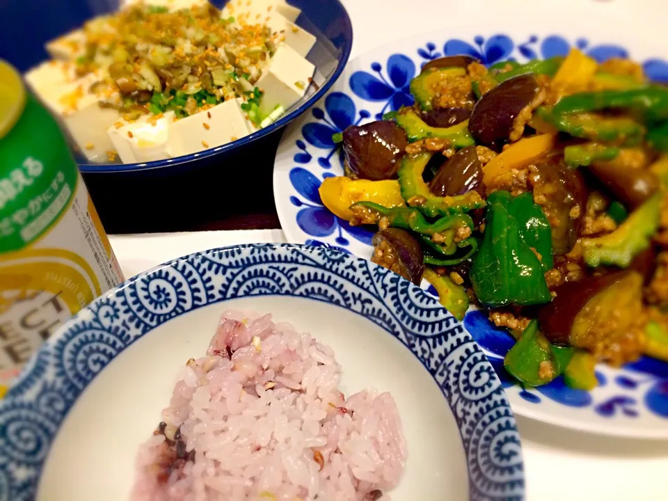 本日のガッツリ妊婦飯  花山椒をたっぷり効かせた茄子の辛味噌炒め定食|gintanさん