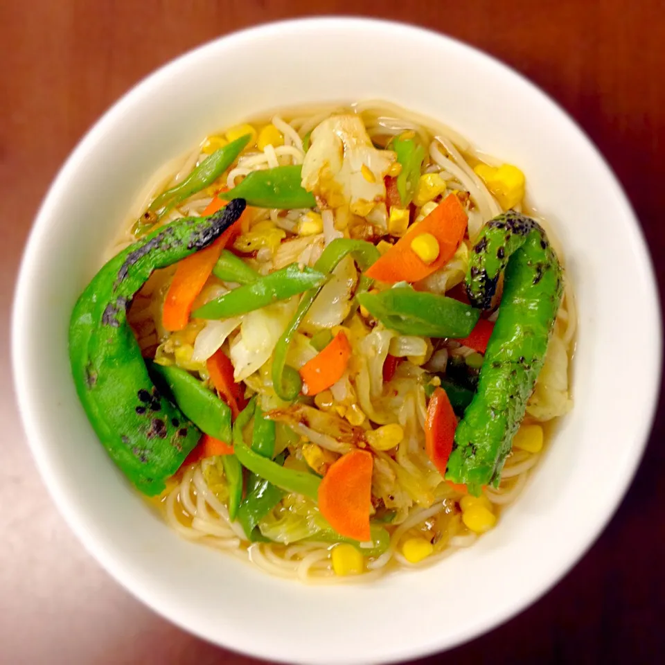 Shio (salt flavoured) Ramen with Summer Veggies 塩ラーメンの夏野菜乗せ|Mama Kathi Dinerさん