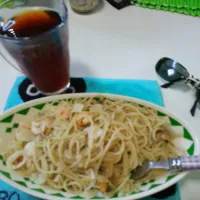 Snapdishの料理写真:地中海パスタ完成でつ！なんてね(^-^;)|ジローだよさん