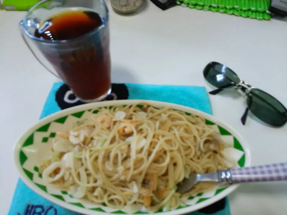 Snapdishの料理写真:地中海パスタ完成でつ！なんてね(^-^;)|ジローだよさん