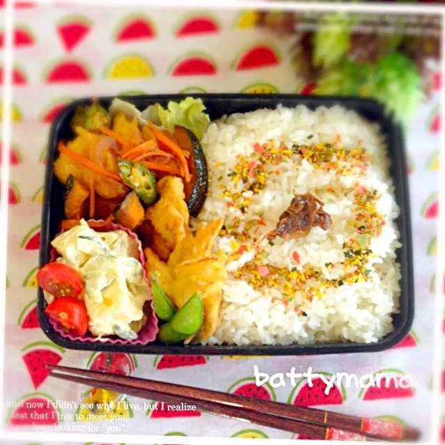 鶏肉と夏野菜の揚げ浸し弁当〜♡battymamaの節約しても美味しいお弁当♡|ばってぃーまま＠♪さん