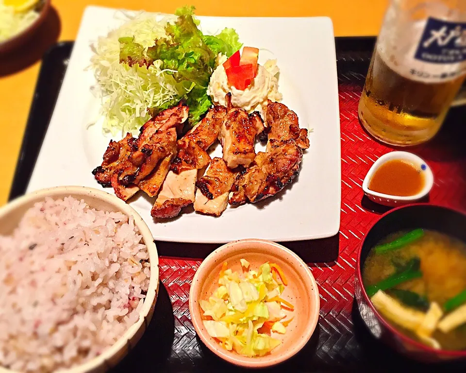 もろみ漬け鶏の炭火焼き定食（山口出張編17）|ち〜おんさん