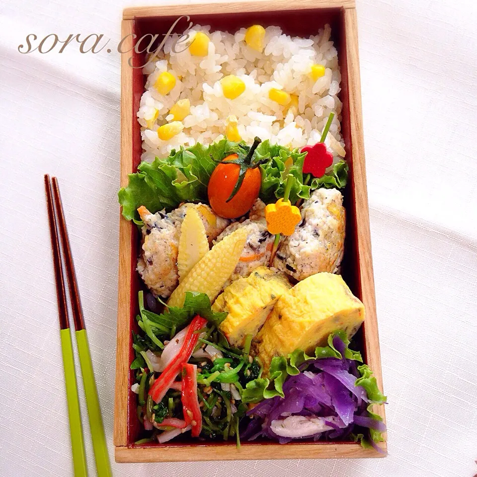 🌽とうもろこしご飯でお弁当|soraさん