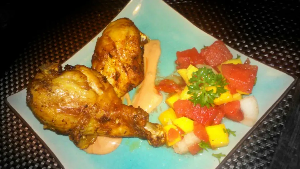 2 pc chicken & mango watermelon salad|Benjamin Rimorin Jr.さん