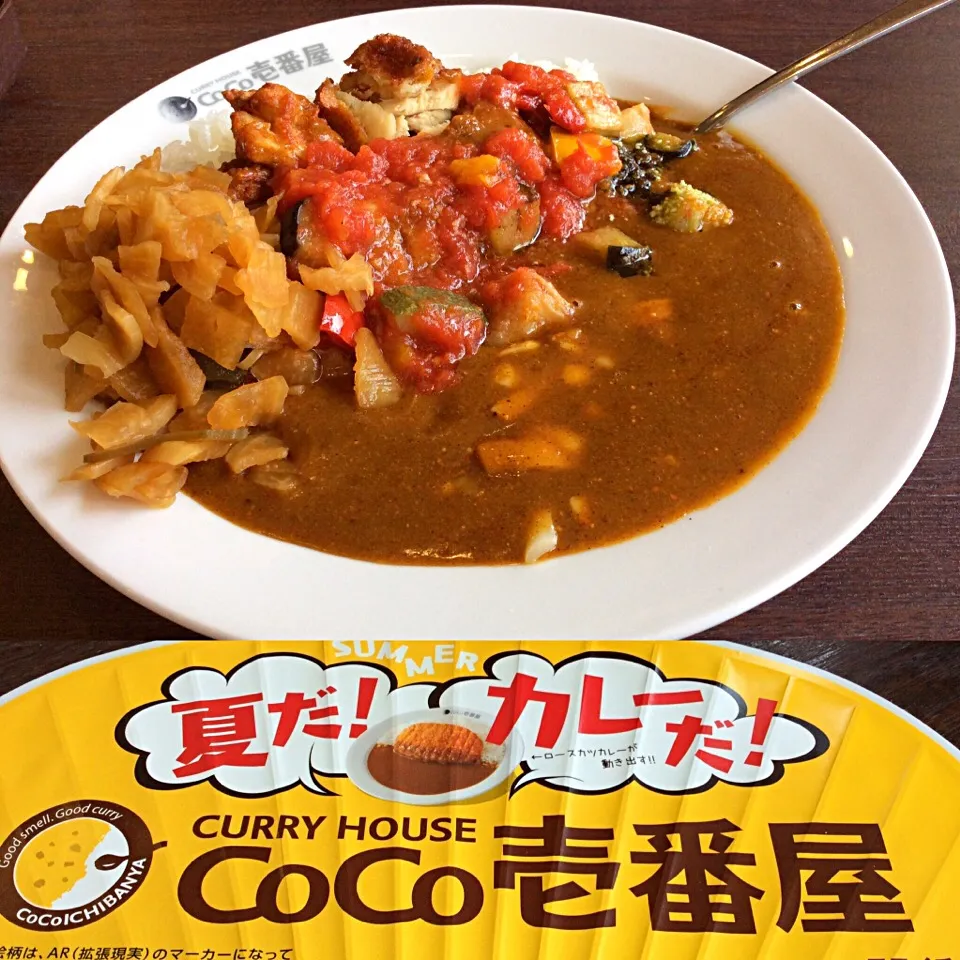 夏だカレーだ〜CoCo壱番屋だ〜😋パリパリチキン＆チーズ、イタリアンバジルソース6辛🔥😋|アライさんさん