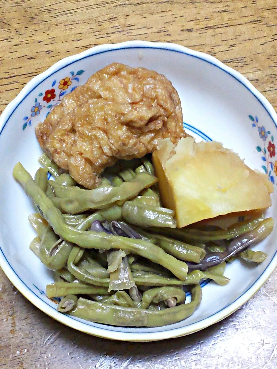 じゃがいもと油揚げとささげの煮物|すーさん