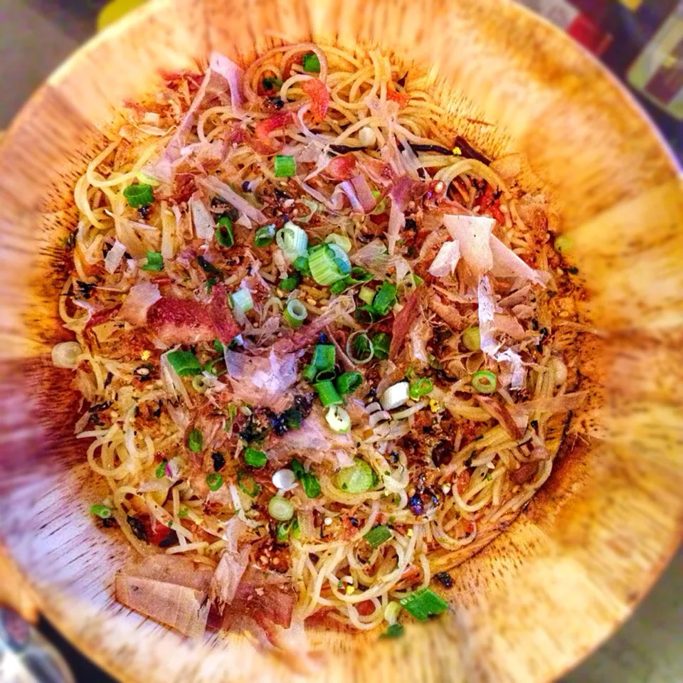 Snapdishの料理写真:Angel hair pasta aglio olio with konbu & Sakura ebi@By The Fire, Alibabar, Joo Chiat Rd|coxiella24さん