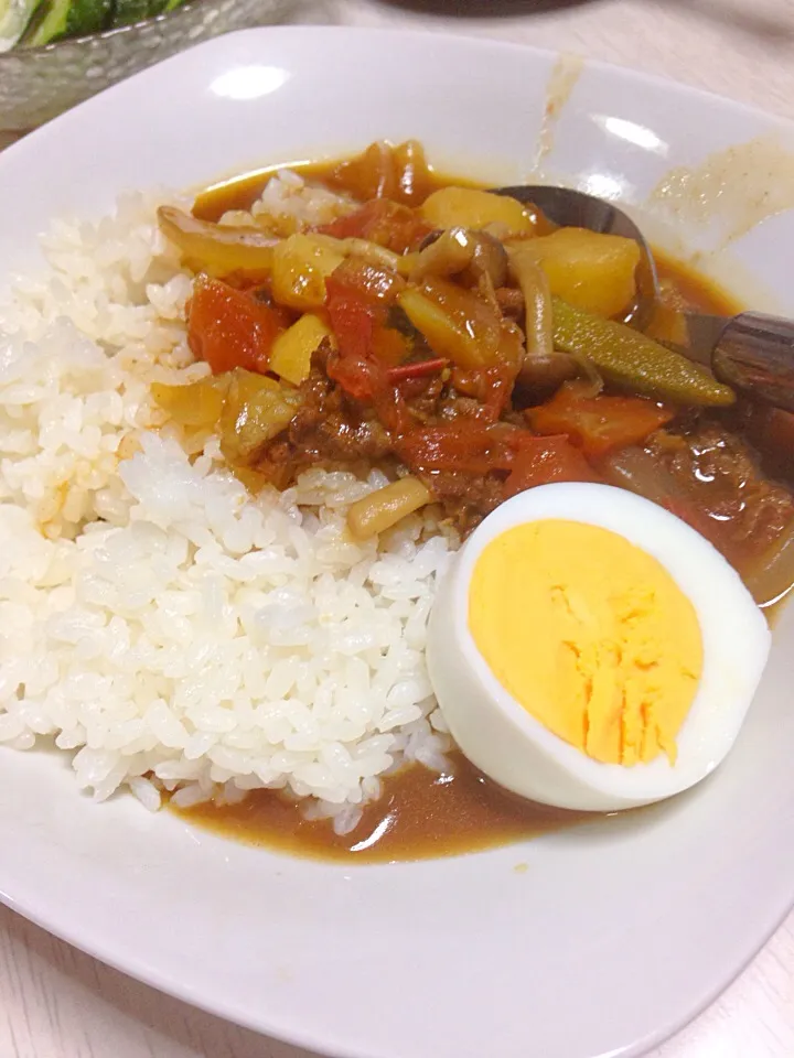 夏野菜のスパイシーカレー、グリーンサラダ|あやにん食堂さん