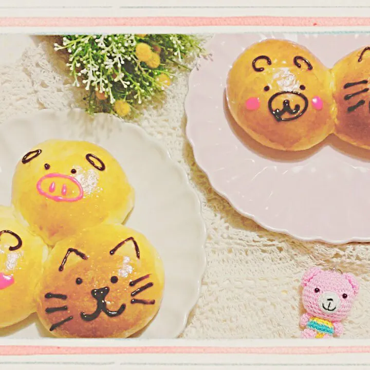 三種の動物パン🍞ブルーベリー、マンゴー、チョコ入り❗|ハルさん