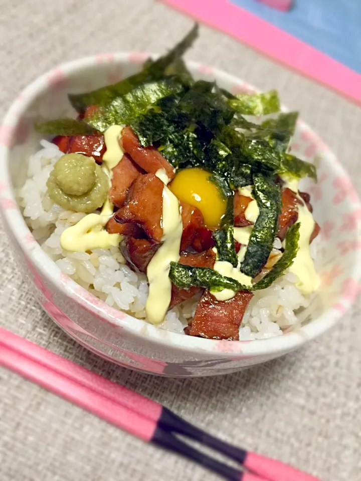 甘辛ちゃーしゅーマヨ丼♡わさび添え♡(๑ ́ڡ`๑)|いず⋈ + ゜さん