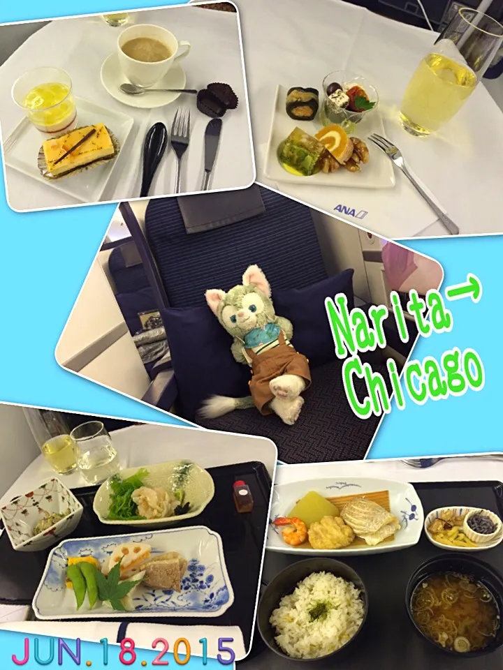 Snapdishの料理写真:成田からシカゴへ約12時間の空の旅✈️|みきぴょん♪さん