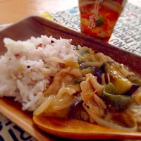 ご飯すすむー‼︎茄子とピーマンのンブシー