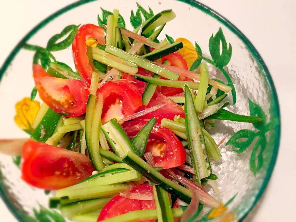 夏野菜のさっぱりゴマ油和え|黒猫飲茶さん