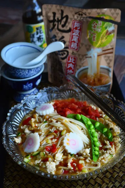 金魚の肴2015　イチオシ夏麺　その5　地鶏つゆとぽん酢で和風酸辣湯そうめん #うちバル #金魚の肴|青山金魚さん