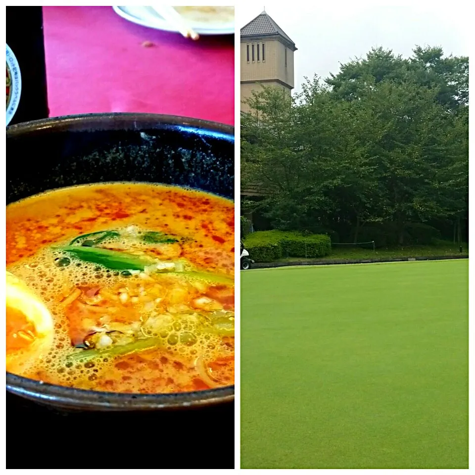 胡麻１００００個使用と書いてある
名門コース担々麺　　怪しげ|直樹さん