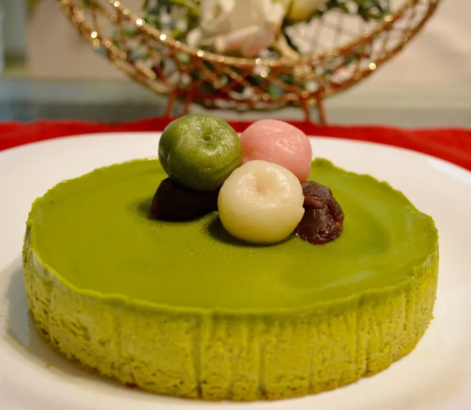 抹茶 チーズケーキとあんこ🍡  Green Tea Cheese Cake w/ Red Beans Paste & 🍡|💖 ジジ 💖さん