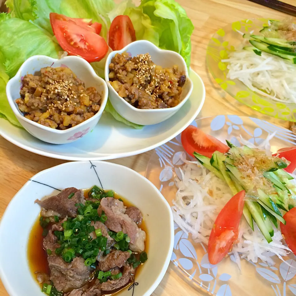 肉味噌のレタス巻き&牛すじポン酢〜明日は牛すじカレー〜|まいまいさん