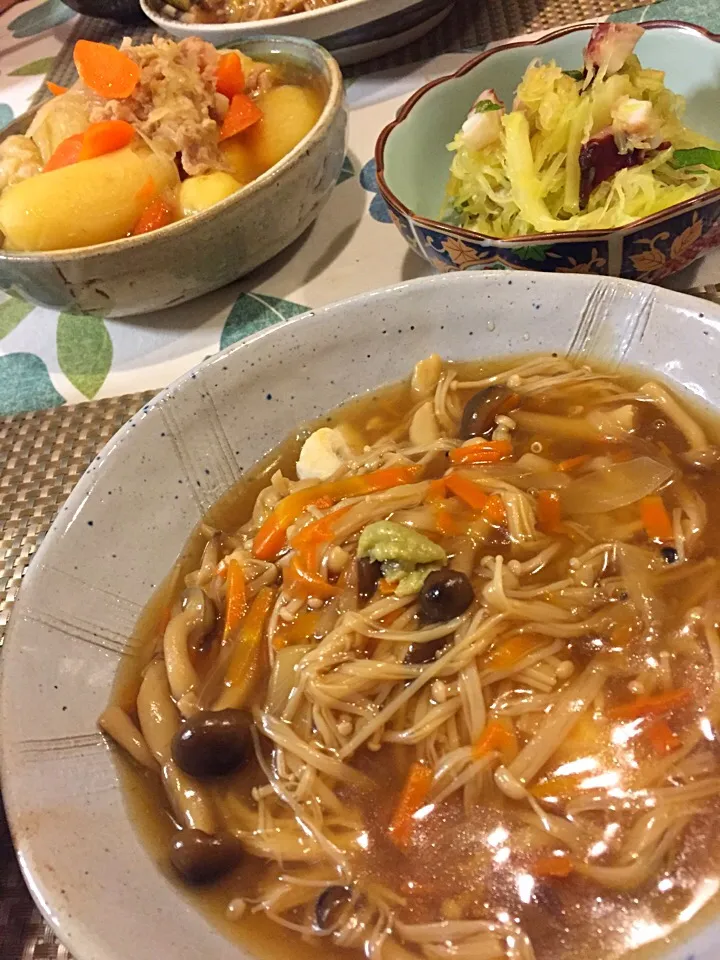 鰆の野菜あんかけ、塩肉じゃが、青パパイアの酢の物|amiさん