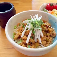 鶏肉ねぎのっけ温素麺|いたさん