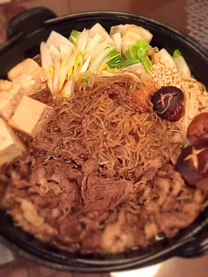 景品で神戸牛のすき焼き用肉が当たったので、真夏だけどすき焼きやっちゃいました〜|taka-chanさん