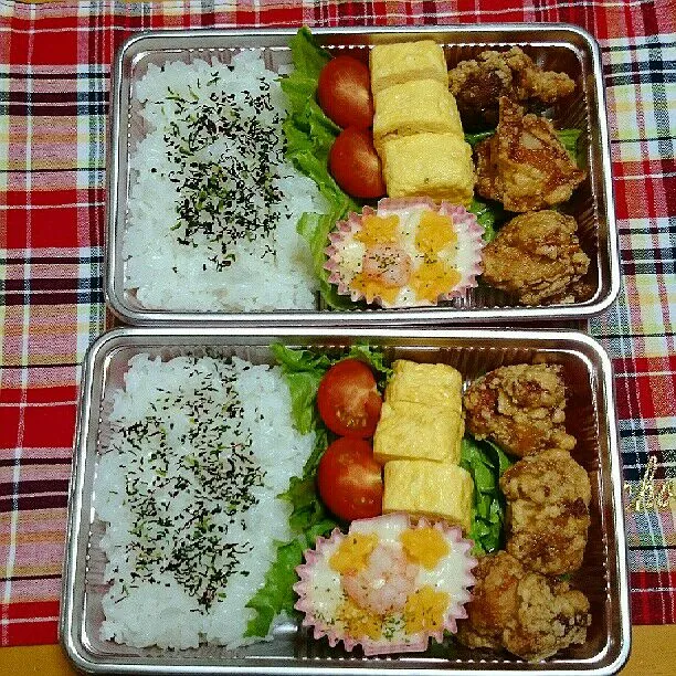 Snapdishの料理写真:8/16(日)の娘二人弁当🍱|ふみぃさん