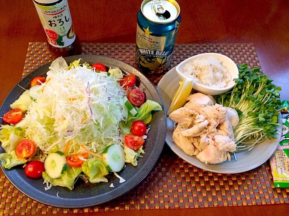 Salad&Chicken tender✨ｻﾗﾀﾞ&ささみ焼き|🌈Ami🍻さん