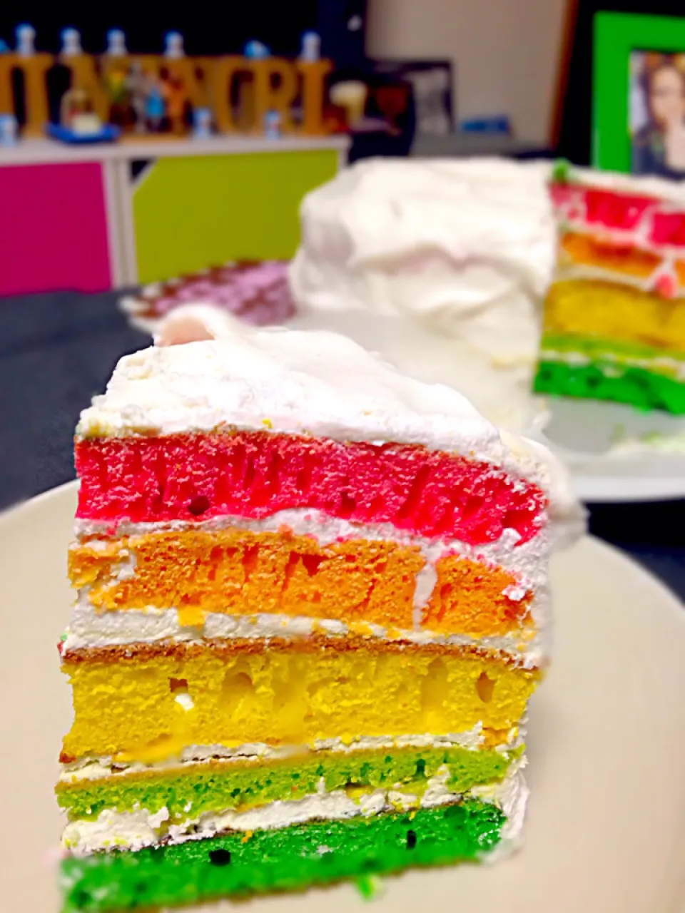 Snapdishの料理写真:Rainbow cake! Rainbow pride!  レインボーケーキ。|mrndさん