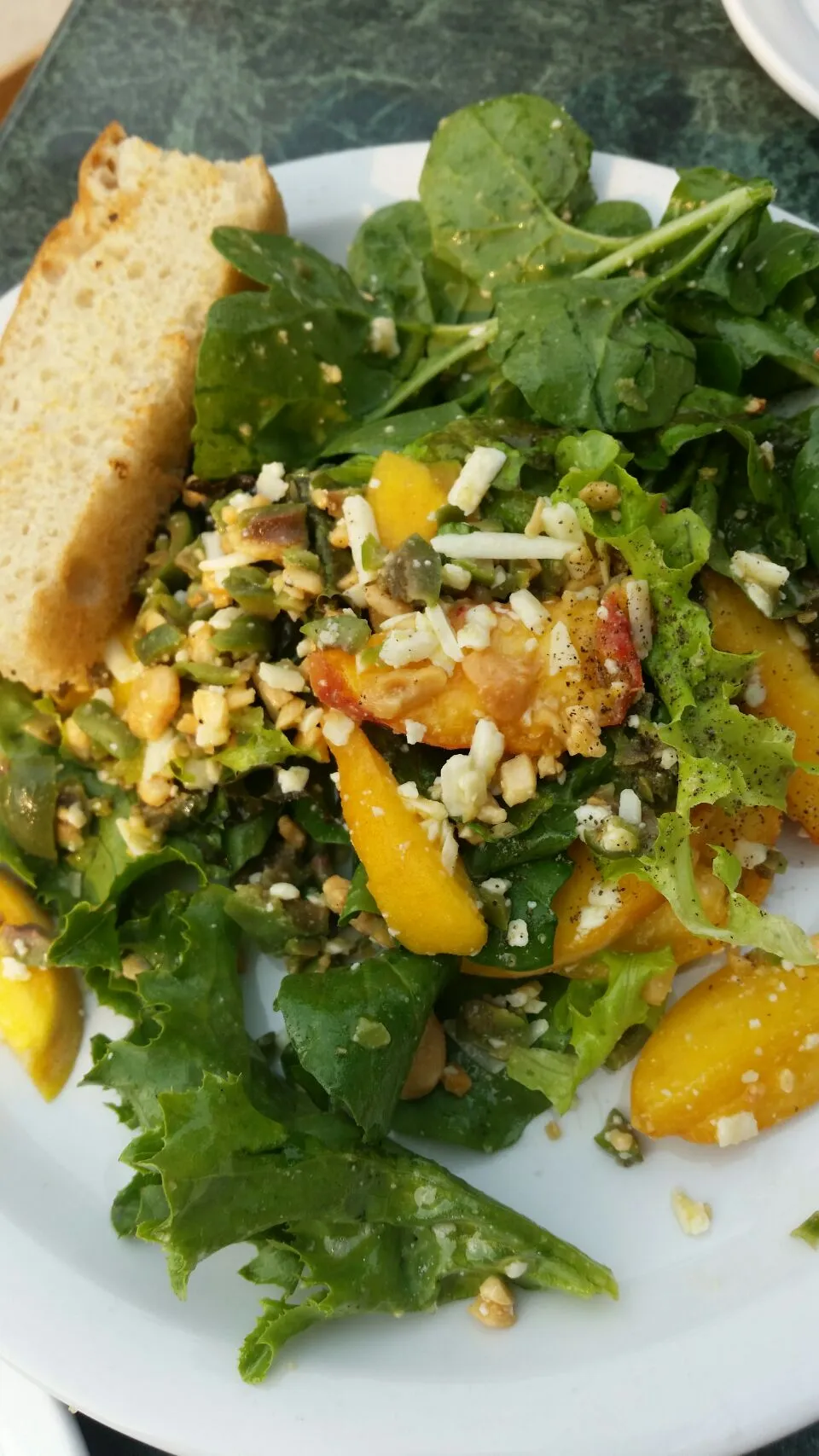 Arugula, Peaches, Marcona, Green Olive, and Fontana Salad|Christina Sasserさん