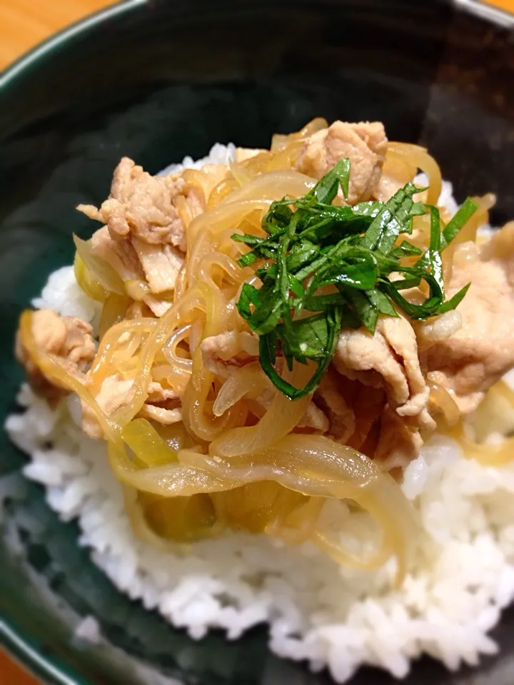 Snapdishの料理写真:豚丼🐷  しらたきとタマネギたっぷり😁|Yu Yu mamaさん